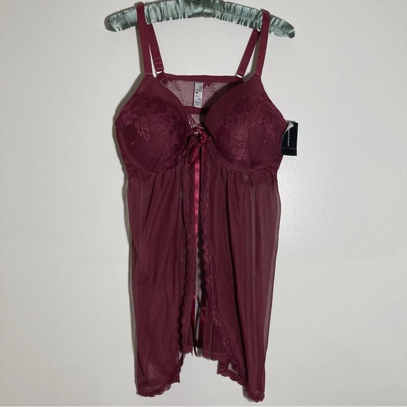 Ashley Stewart Other - Ashley Stewart Burgundy Lace Bra Chemise
